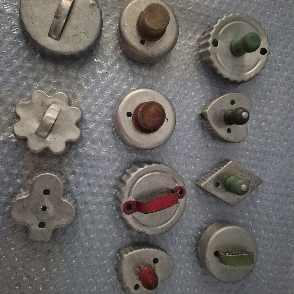 12 Vintage Aluminum Cookie Cutters Holiday Baking | Various Shapes.